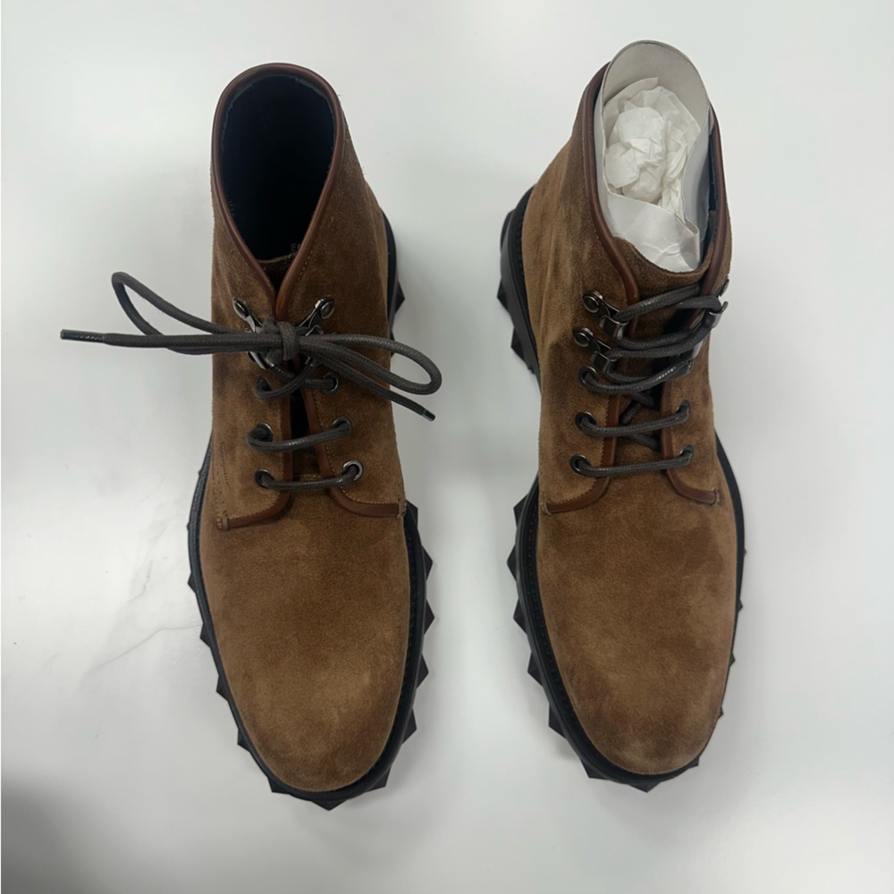 Salvatore Ferragamo "Denver" Suede Hiking Boots in Castoro Brown - Picture 4 of 11
